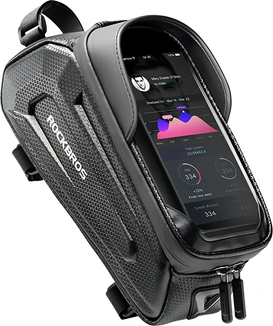 Torba za kolo z žepom za telefon, Rockbros B68-1, 1,7 L, črna