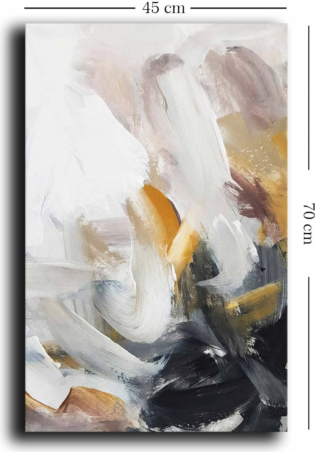 Dekorativna slika na platnu, barve camel, rdeča damson, bela, črna, 45x70 cm, 4570NISC-009