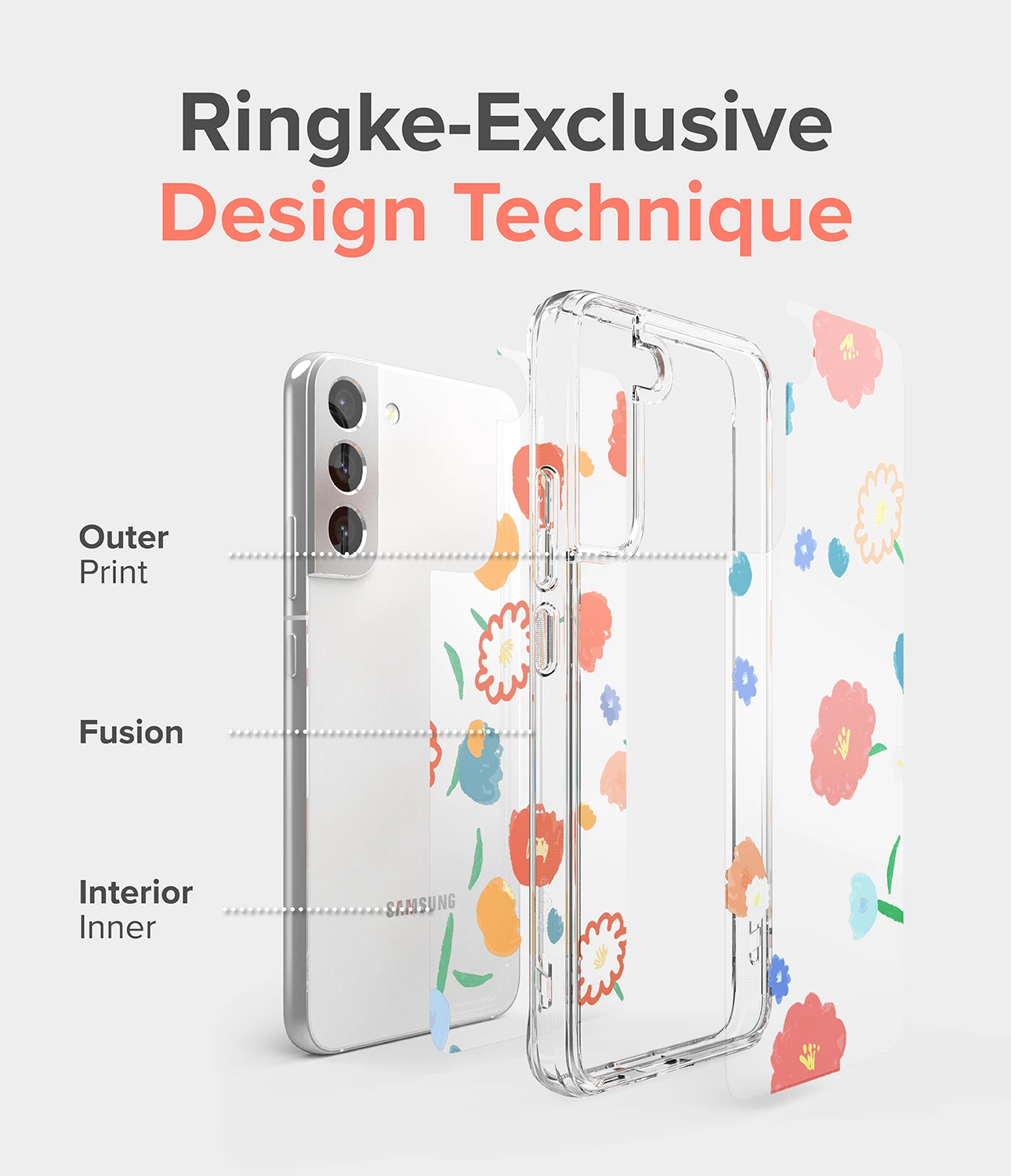 Ovitek Ringke Fusion Design za Samsung Galaxy S22+, F593R89, prosojen/Seoul