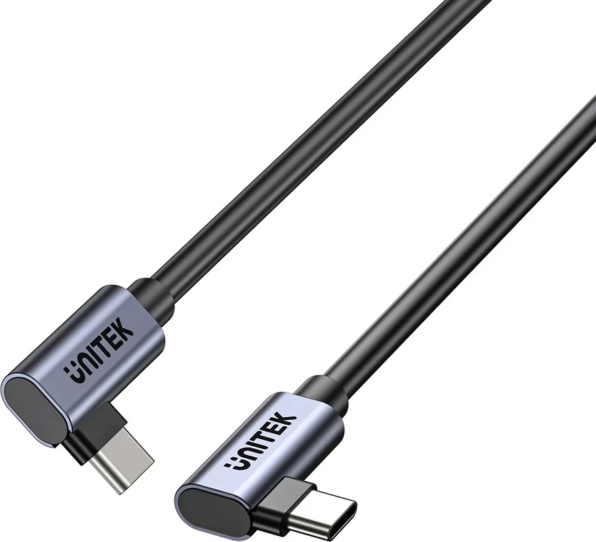 USB-C kabel, 0,5 m, 100 W, 90° UNITEK C14147ABK01-0.5M, črn