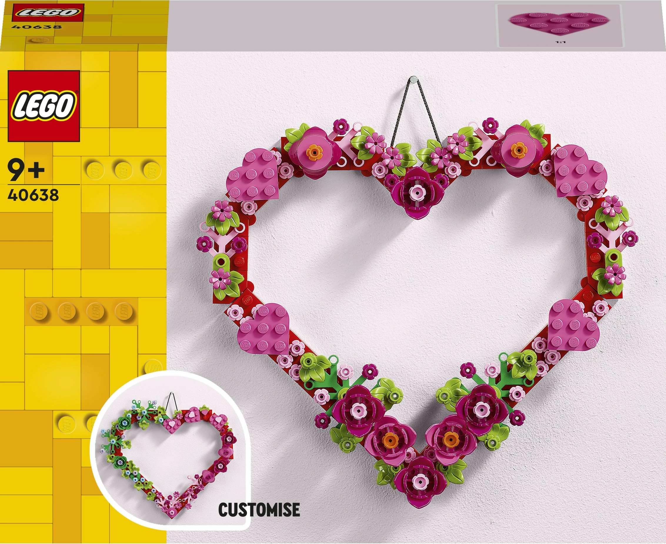 Ornament v obliki srca, set za sestavljanje LEGO, 254 kosov, večbarven