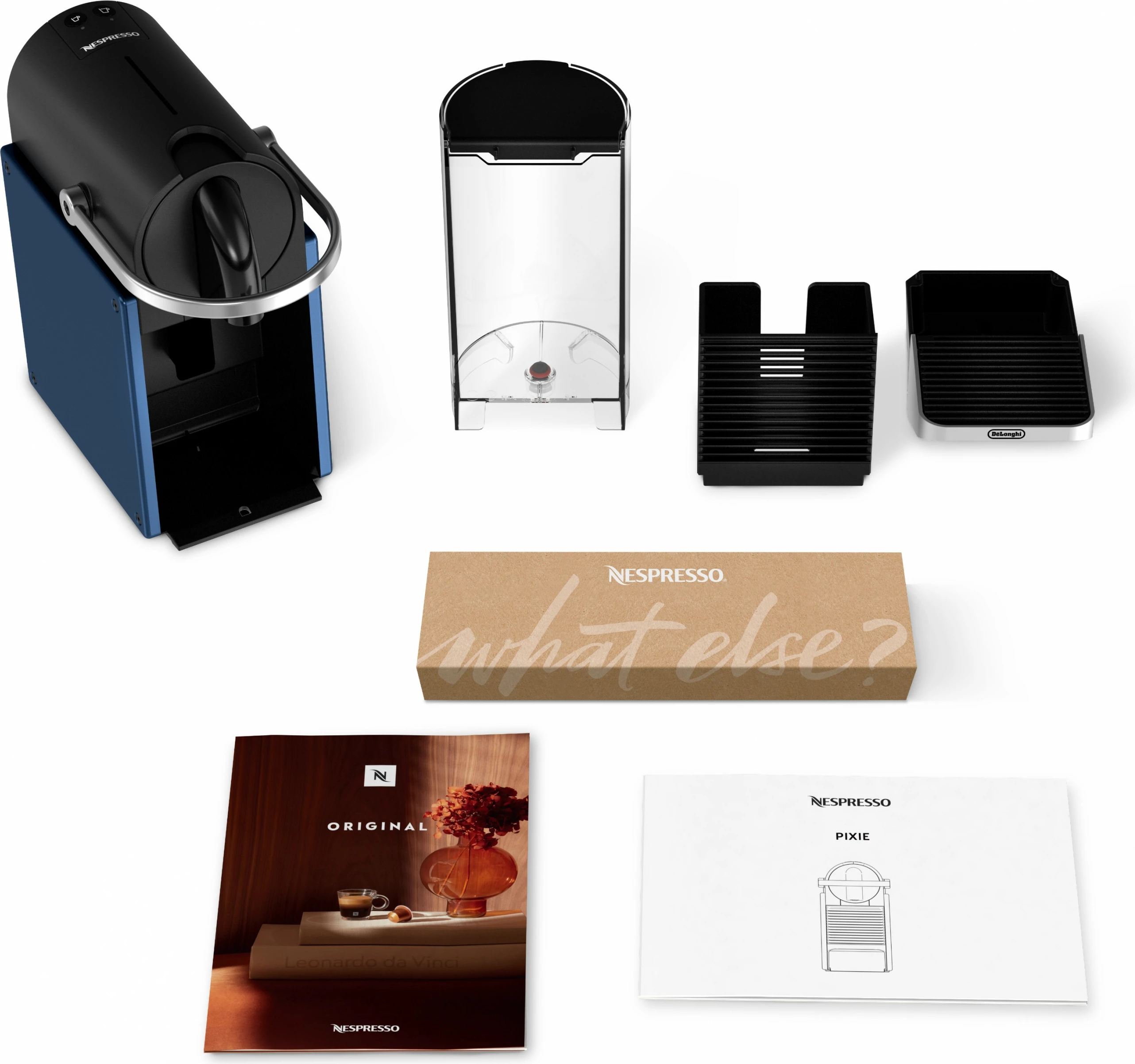 Kapsulni aparat za kavo Nespresso Pixie DeLonghi EN, 1 L, 19 bar, črno/moder