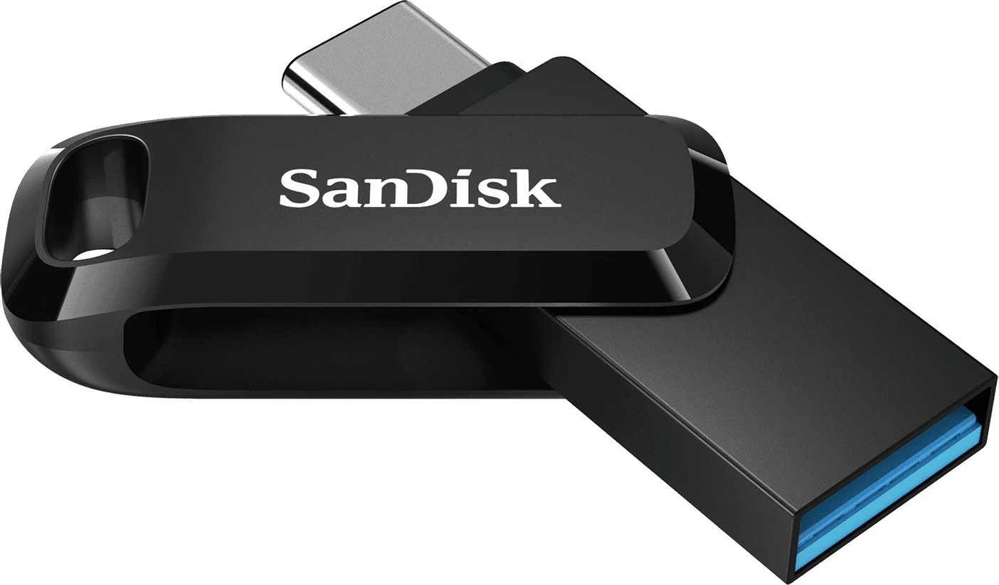 USB-pomnilnik SanDisk Ultra Dual Drive Go, 512 GB, USB Type-A/USB Type-C, 3.2 Gen 1, 150 MB/s, vrtljiv, črn