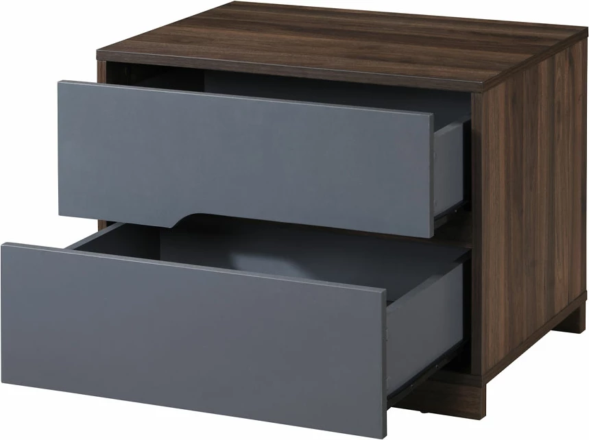 Komoda GROOVES, 2 predala, oreščna-siva, 60x45x47 cm