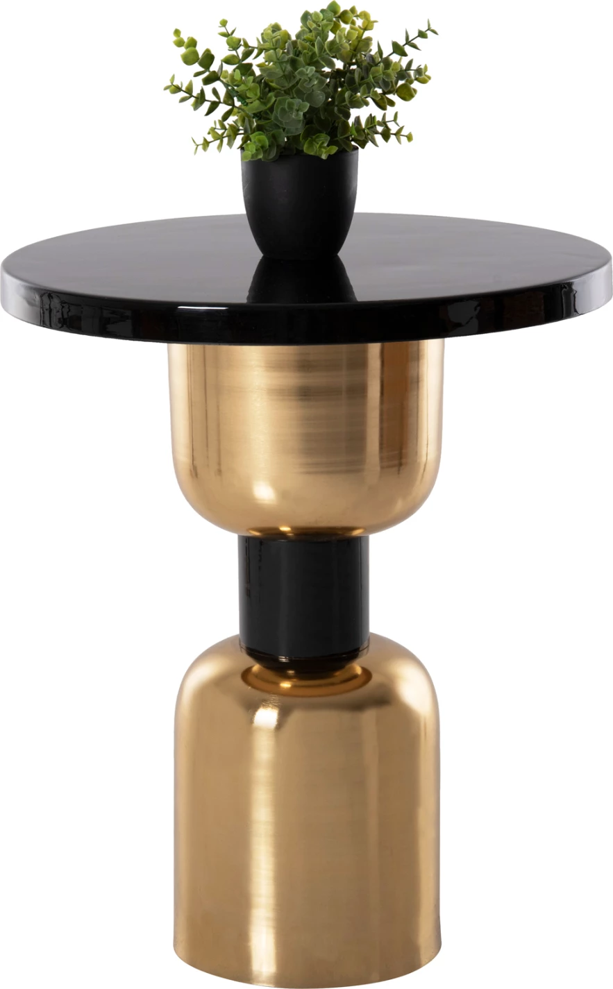 Pomožna miza SURAT FH4236.04 kovinska v črno-zlati barvi Φ50,5x59,5Hcm
