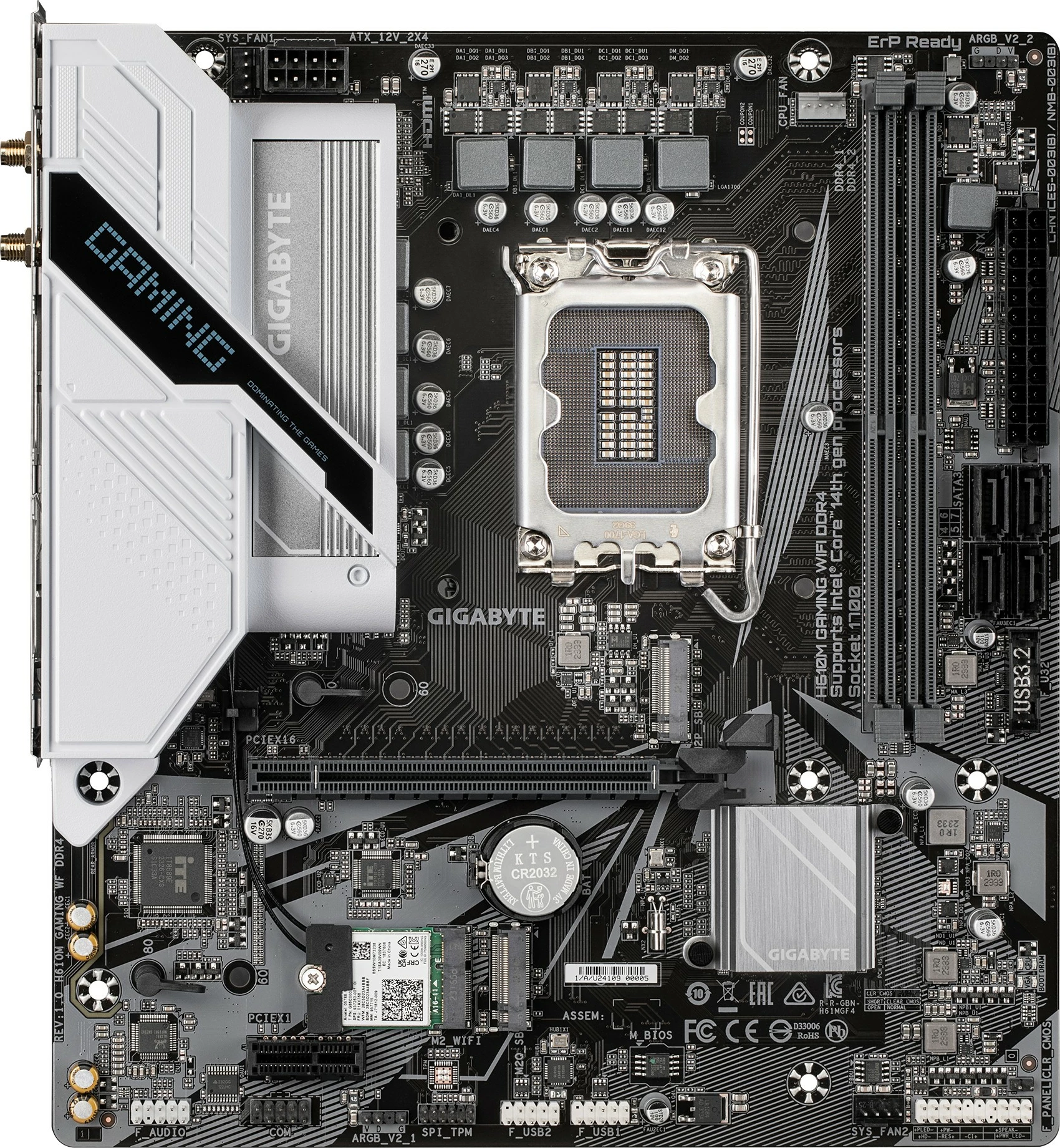 Matična plošča Gigabyte GA-H610M GAMING WF DDR4, Socket 1700, WiFi, DDR4, črno/bela