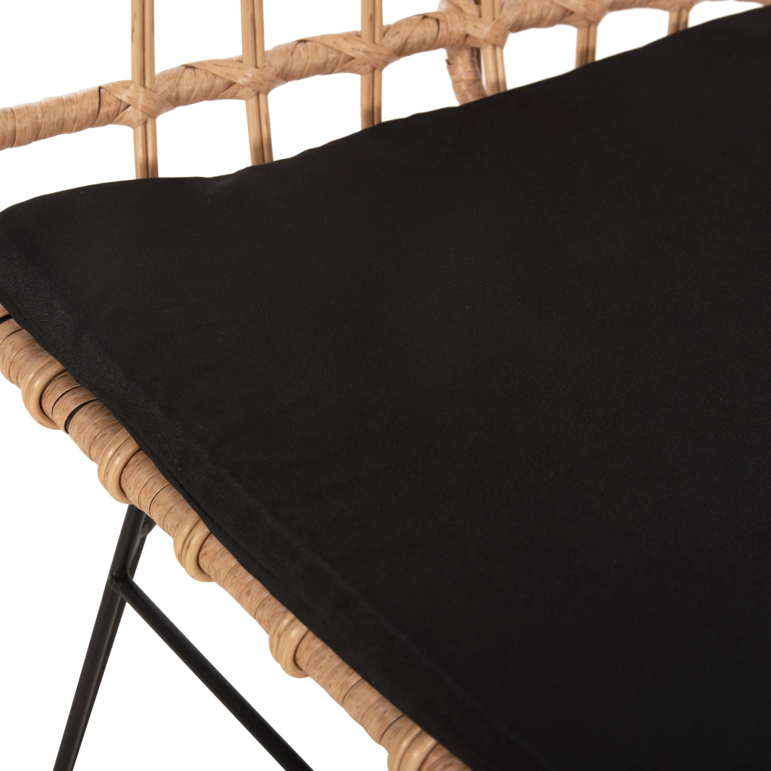 Zunanja kavč (klop) 2-sedežna Allegra FH5692.11 P.E. ratan v bež-črnem kovinskem okvirju 125x60x77H cm