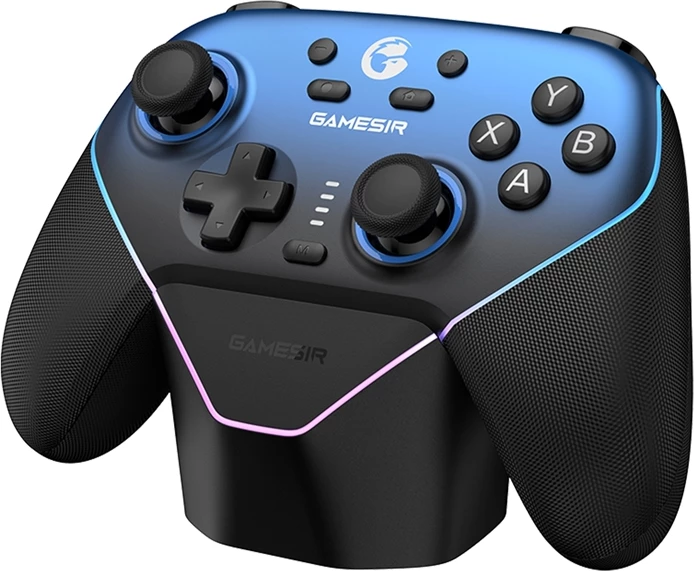 Brezžični krmilnik za igre GameSir SuperNova T4n Pro, modra, PC/Nintendo Switch/iOS/Android, 2,4 GHz/Bluetooth/USB-C, 1000 Hz, baterija 1000 mAh, z dokom za polnjenje