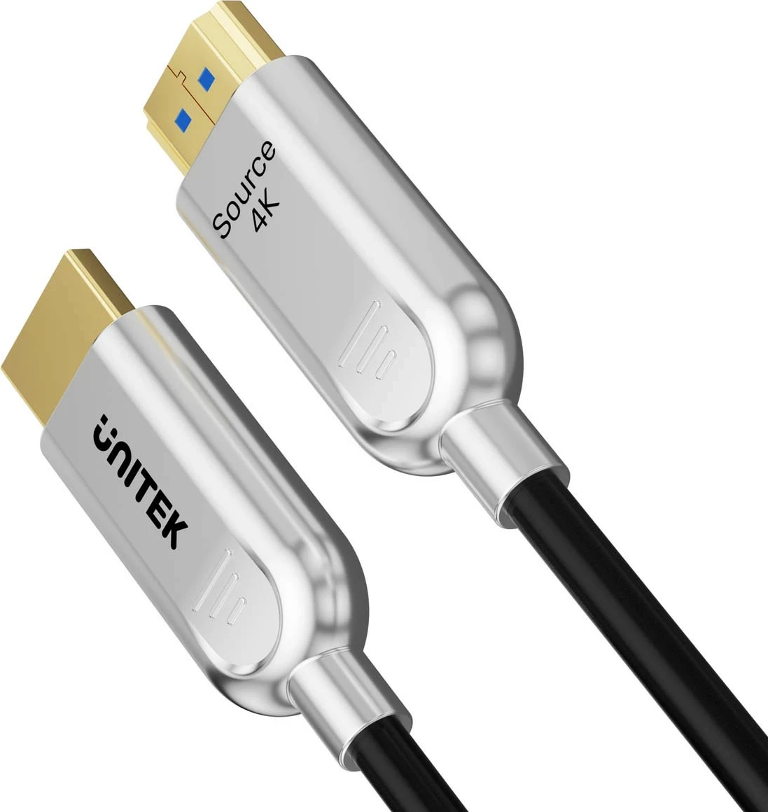 Optični HDMI kabel Unitek 2.0 AOC 4K 60Hz 60 m, srebrno-črn