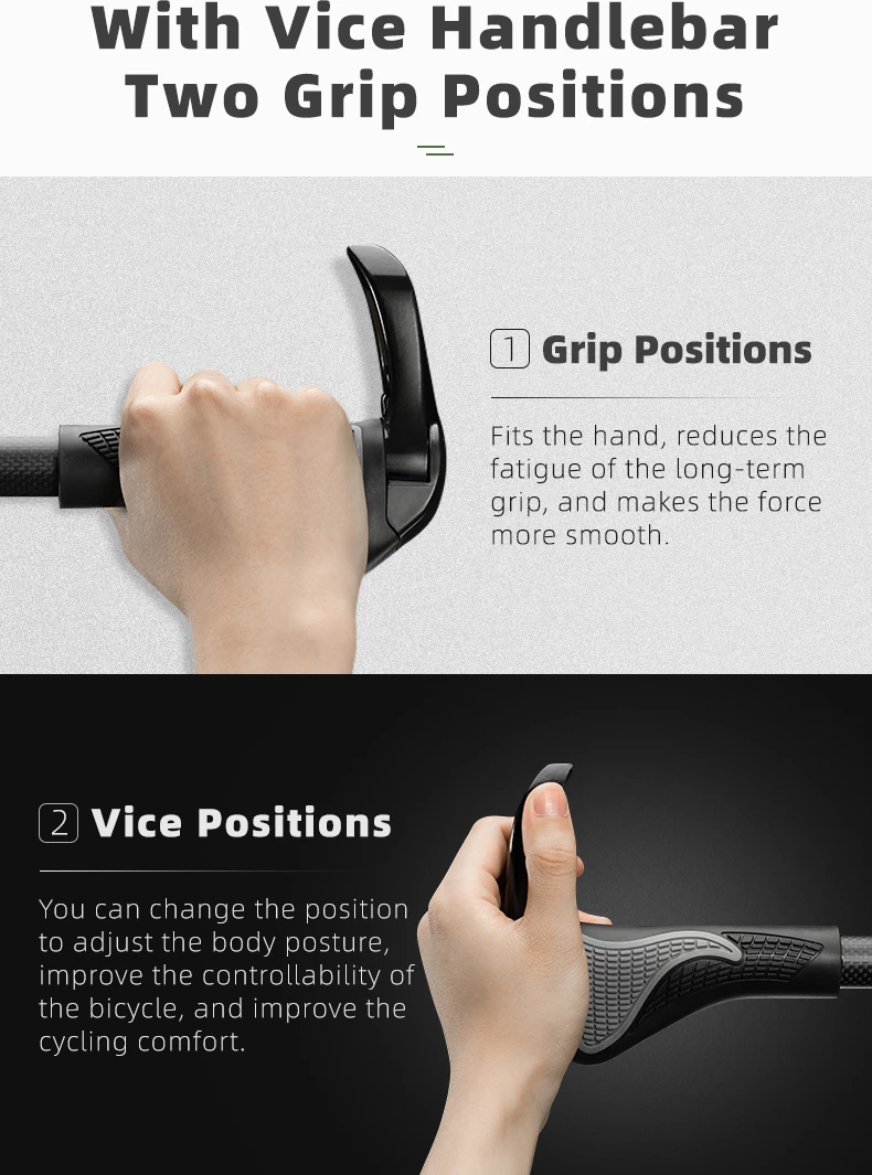 Ročaji za kolo z rogovi, Rockbros BT1007B, črni