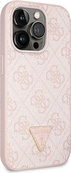 Crossbody ovitek z 4G metalnim logotipom Guess za iPhone 15 Pro 6,1", rožnat