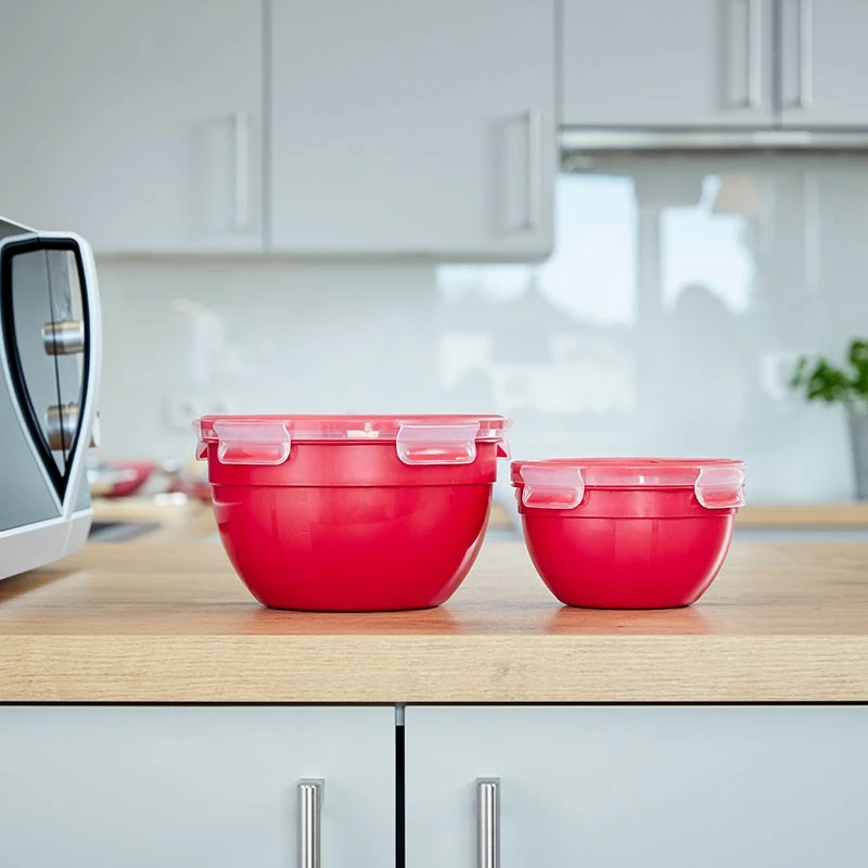 Posoda za mikrovalovno pečico Emsa Clip & Micro N10605, plastika, z ventilom, rdeča