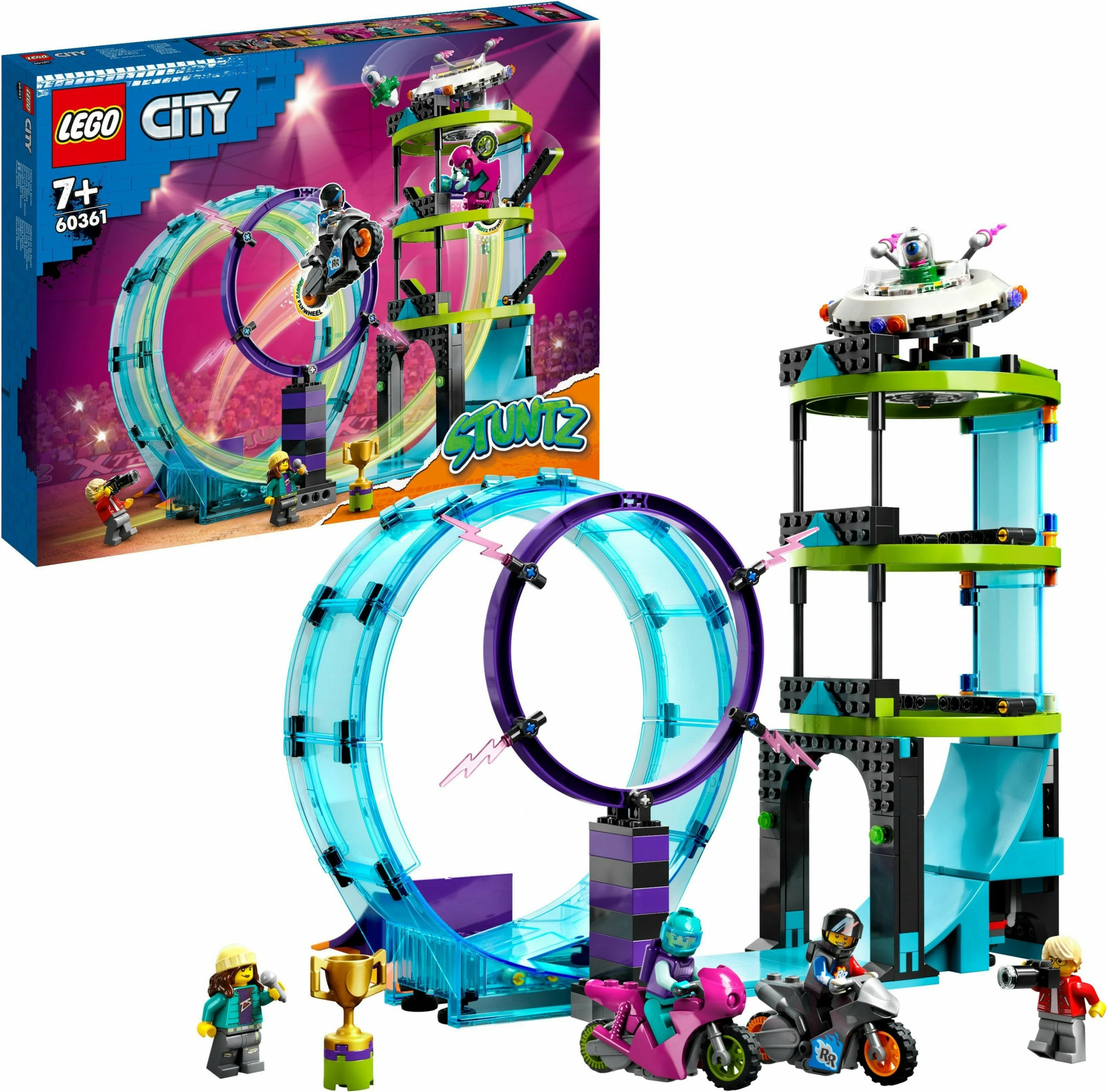 Set gradnje Ultimate Stunt Riders Challenge, LEGO City, 385 kosov, večbarven