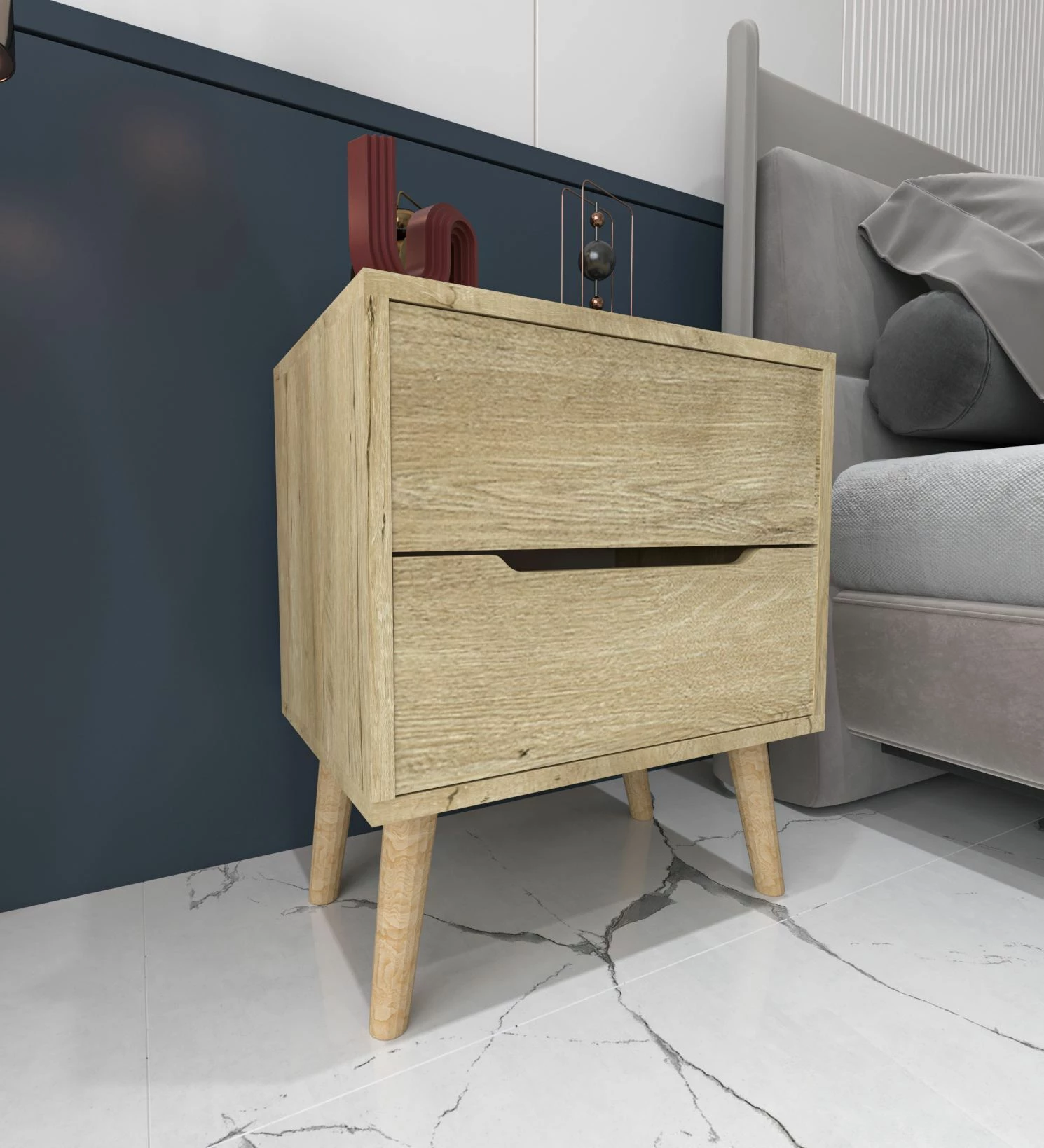 Nočna omarica Sapphire Oak Skye Decor, Flora