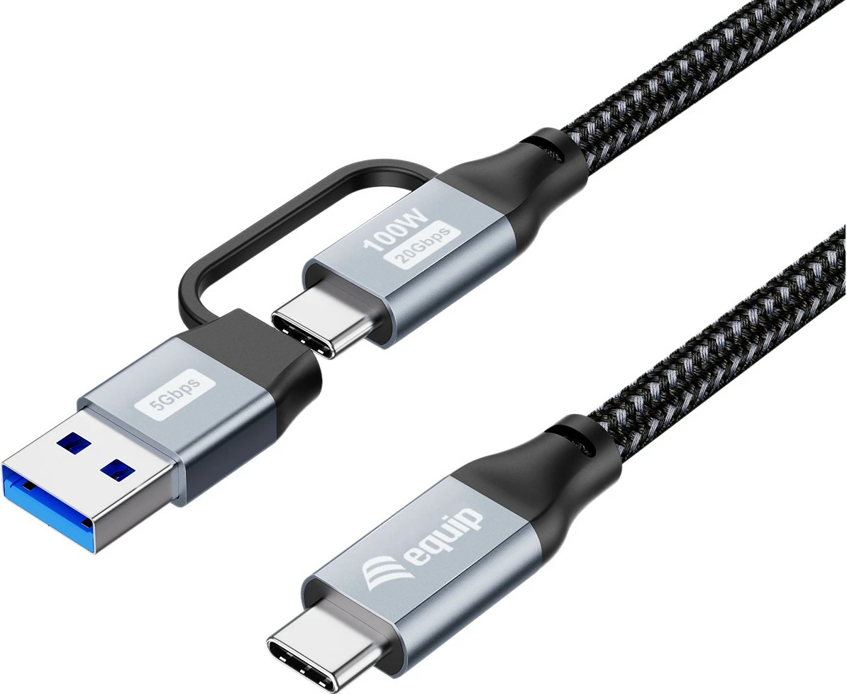 Kabel USB-C 3.2 na USB-C/A Equip, 2 m, 20Gbps, črn