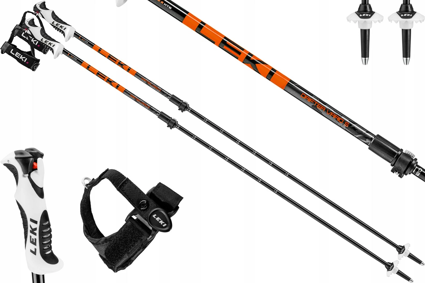 Trekking palici LEKI DRIFTER VARIO S 90-120, aluminij, črna, set 2 kosa