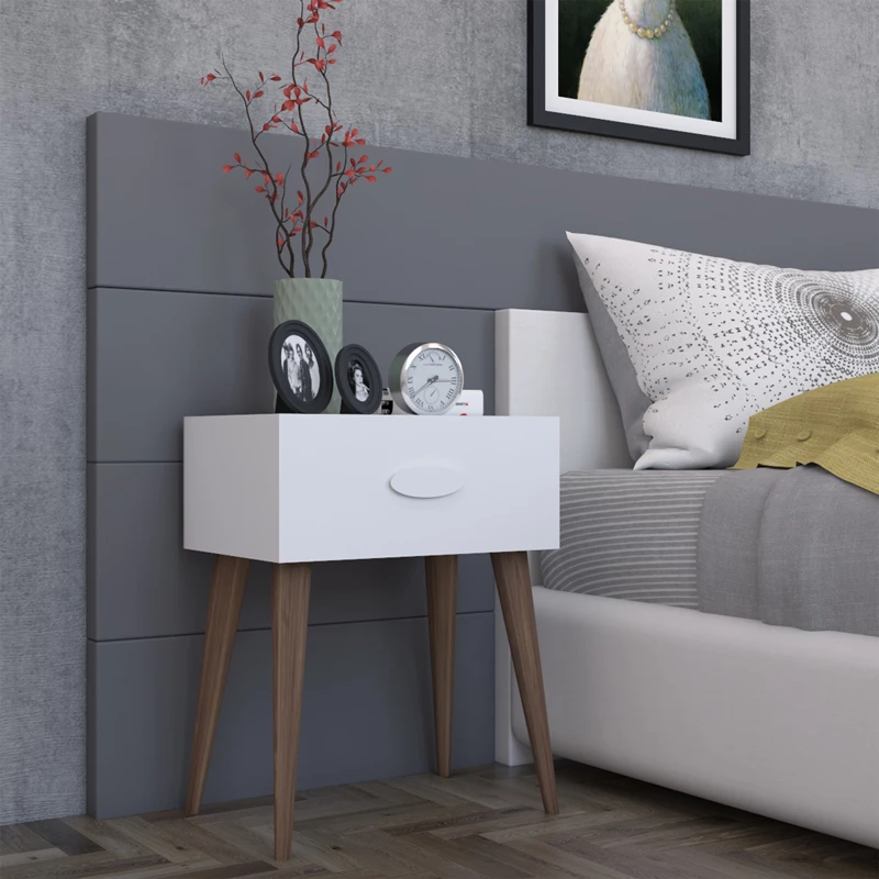 Nočna omarica Laber, melamin bela, 45x30x57,5 cm