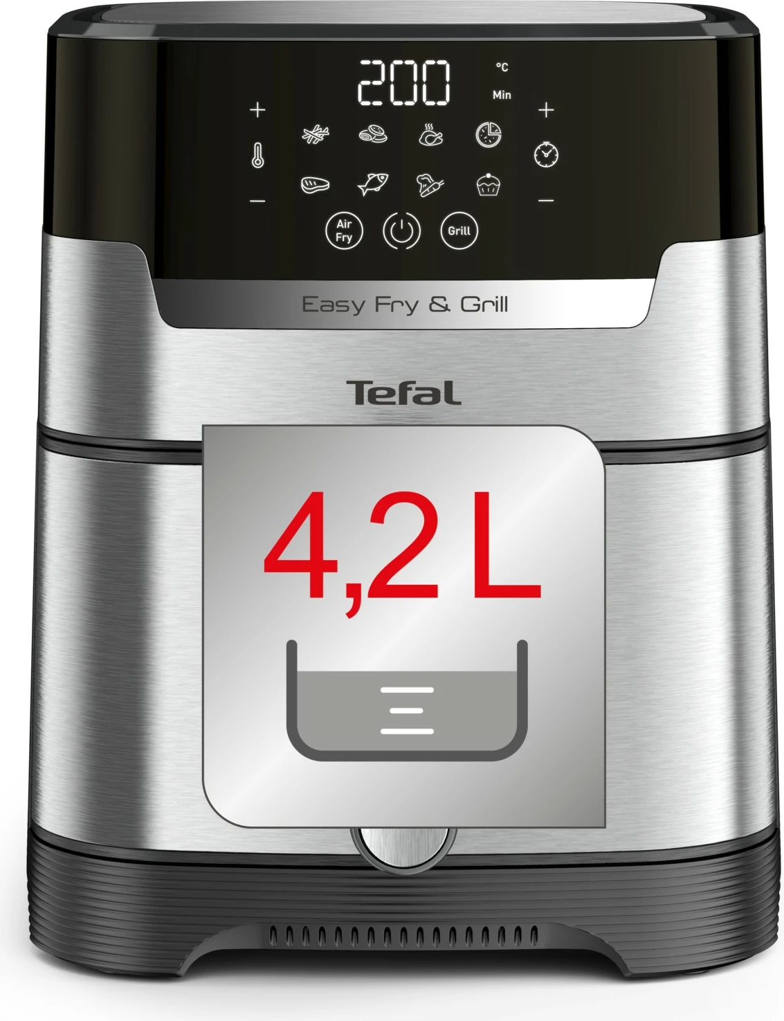 Friteznik na vroč zrak, Tefal Easy Fry & Grill EY505D, 4,2 L, nerjaveče jeklo