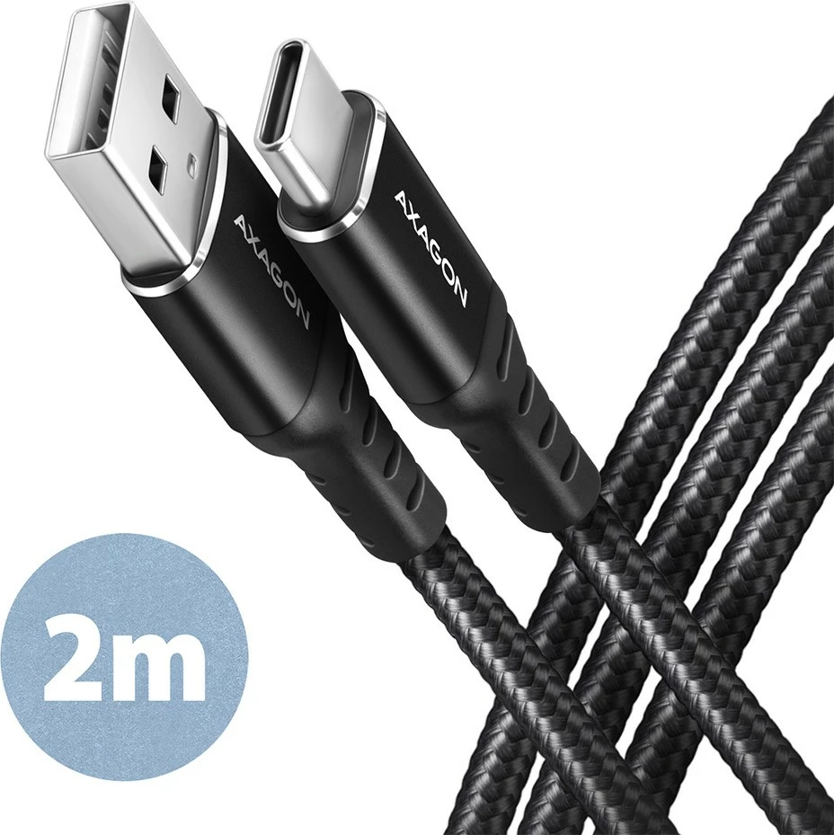 Kabel USB-C na USB-A, 2 m, USB 2.0, 3A, črn AXAGON BUCM-AM20AB