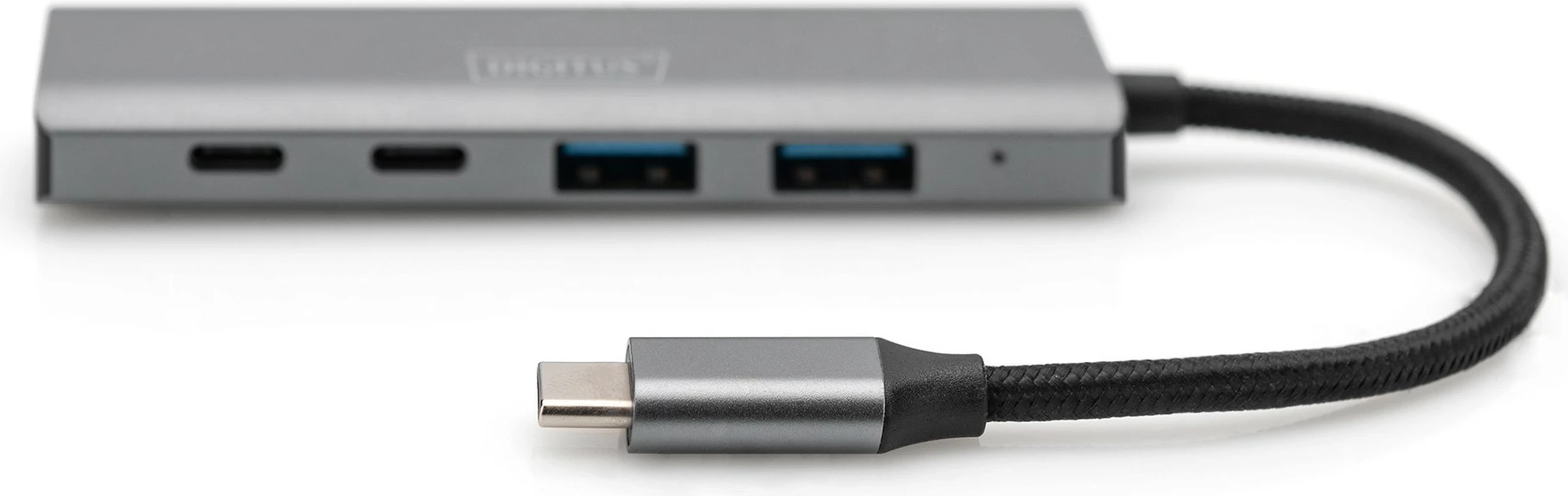 4-portni USB-C hub Digitus, 2x USB-A + 2x USB-C, USB 3.2 Gen 1, siv, aluminij