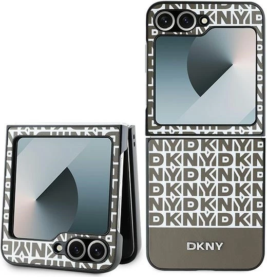 Ovitek za Samsung Galaxy Z Flip 6, DKNY Repeat Pattern Bottom Stripe, rjav
