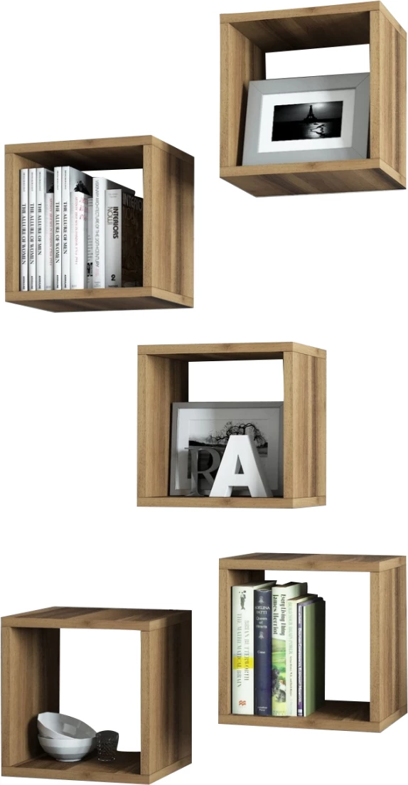 Stenske police 5 kosov FH9519.02 oreh melamin 30x30x24H cm