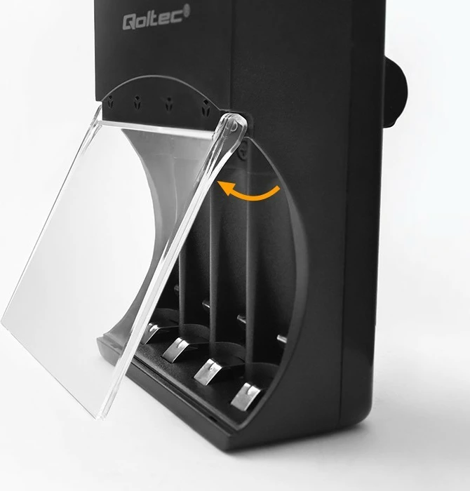 Polnilnik baterij Qoltec 50653, Ni-MH/Ni-Cd, AA/AAA, 300 mA, črn