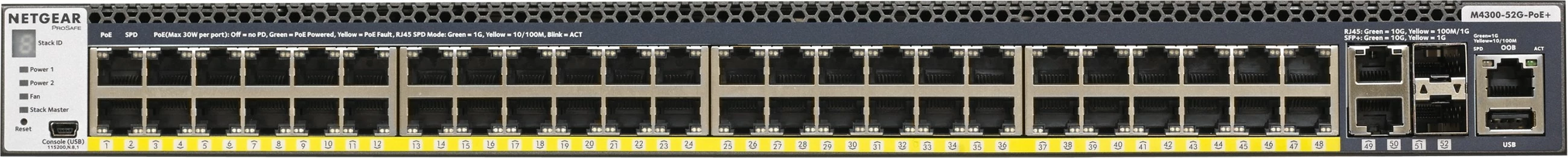 Upravljen preklopnik NETGEAR M4300-52G-PoE+, 550W, Gigabit Ethernet, 1U rack