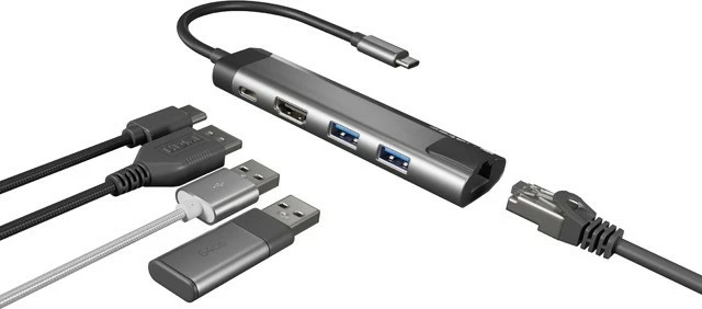Docking postaja, Natec Fowler Go NMP-1985, večportna USB-C, 2x USB 3.0, HDMI 4K, RJ45, siva