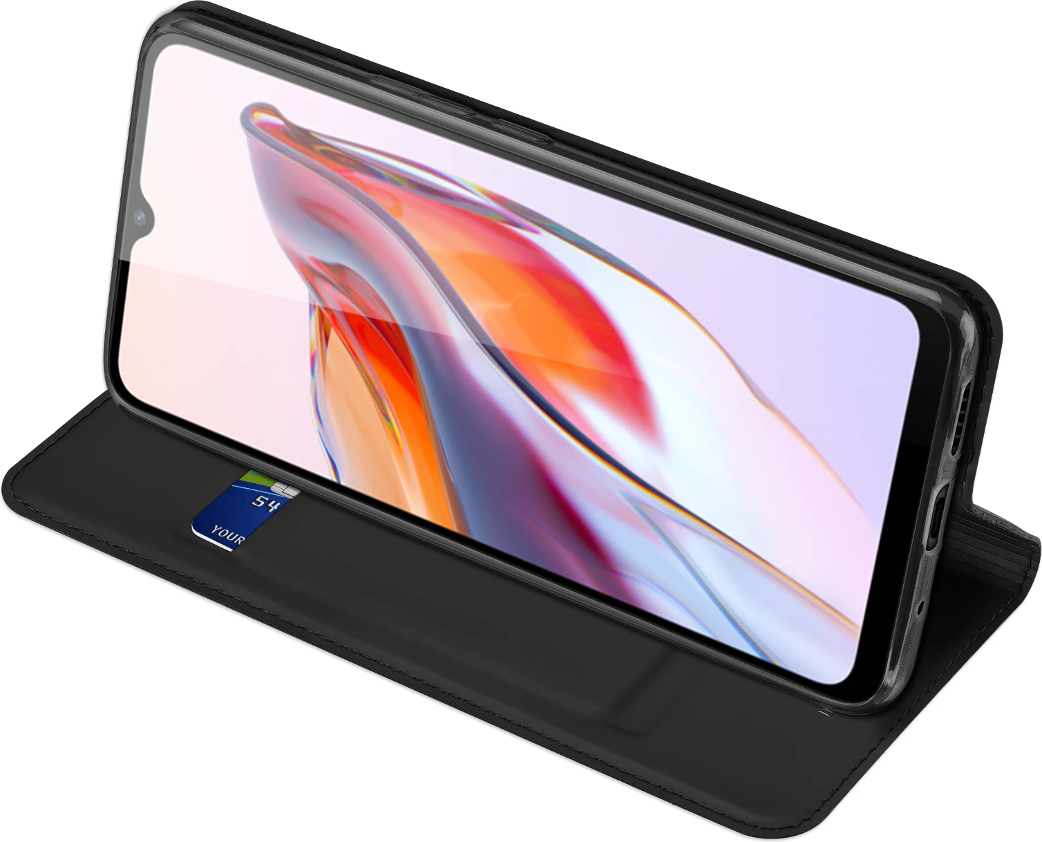 Zaščitni ovitek Dux Ducis Skin Pro za Xiaomi Redmi 11A / Poco C55 / Redmi 12C, z vložkom za kartice, stojalom, črn