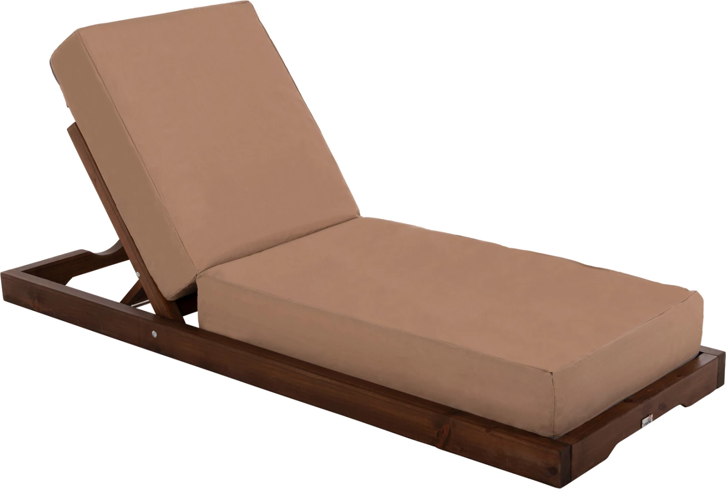 Plažni ležalnik nizki IKARIA FH10622.04 iz borovega lesa v barvi oreha - moka tekstilene - blazina debeline 20 cm