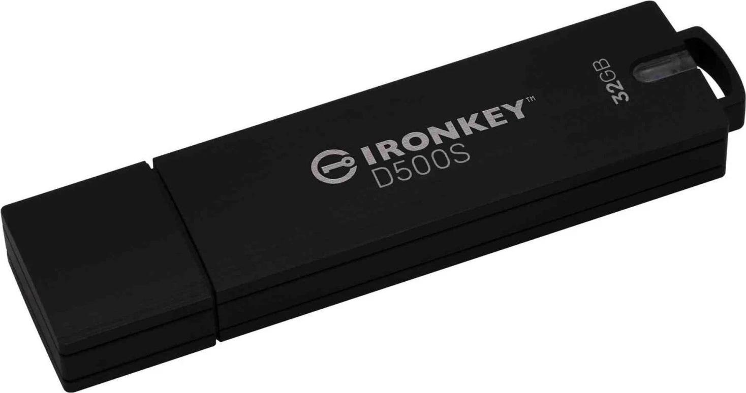 USB ključ z napredno zaščito 32GB, Kingston IronKey D500S, FIPS 140-3 Level 3, 256-bit, črn