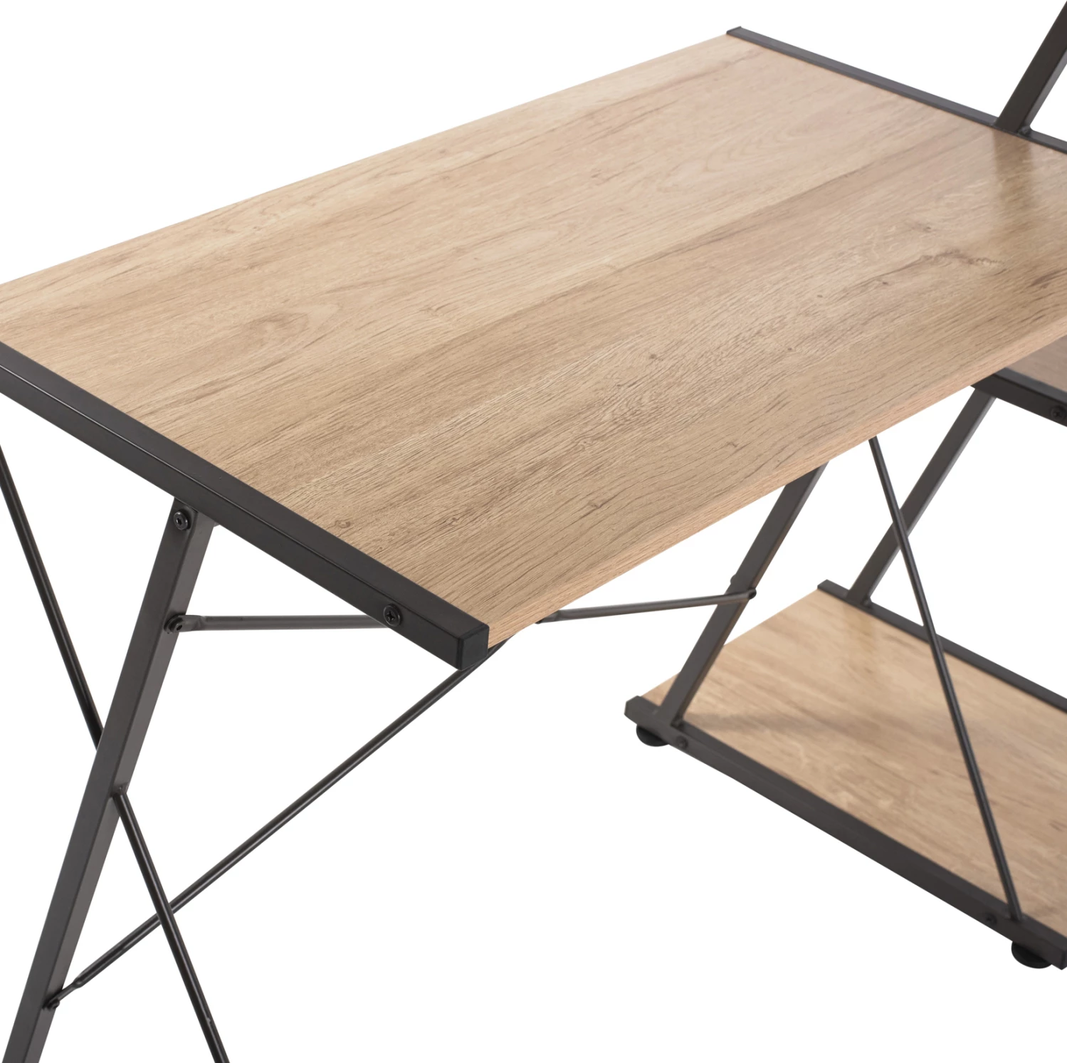 Pisalna miza FH9317 kovinsko črna z MDF namizjem v barvi hrasta 116X48X89,5Hcm