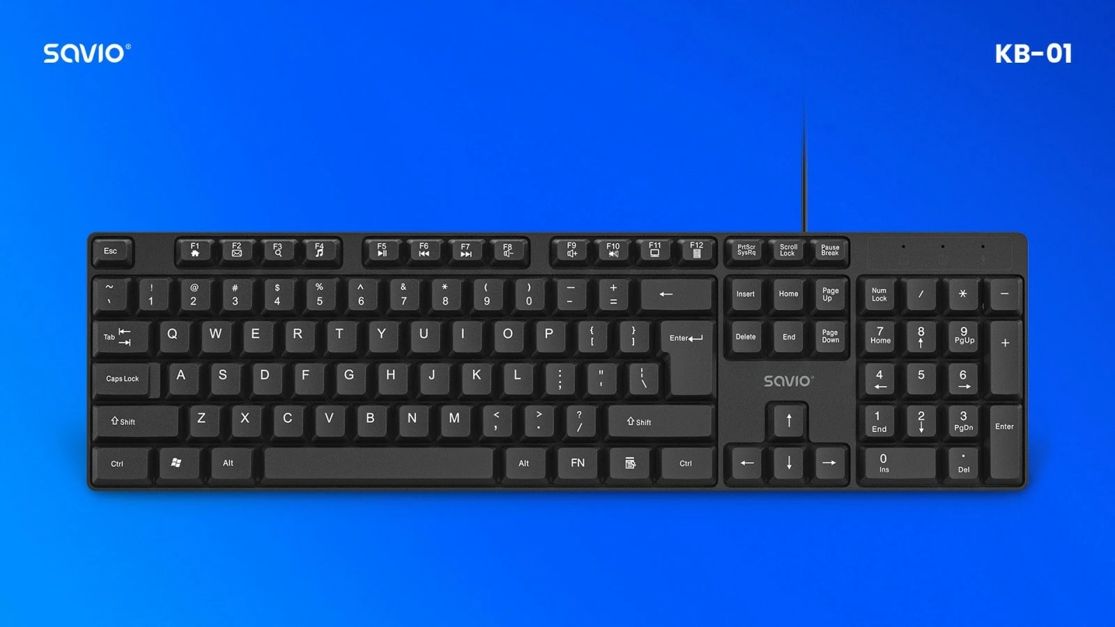 Žična tipkovnica Savio KB-01, USB, črna