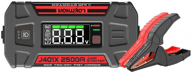 Močan startni akumulator Lokithor J401X, 2500A, powerbank 20000mAh, LED luč, črn