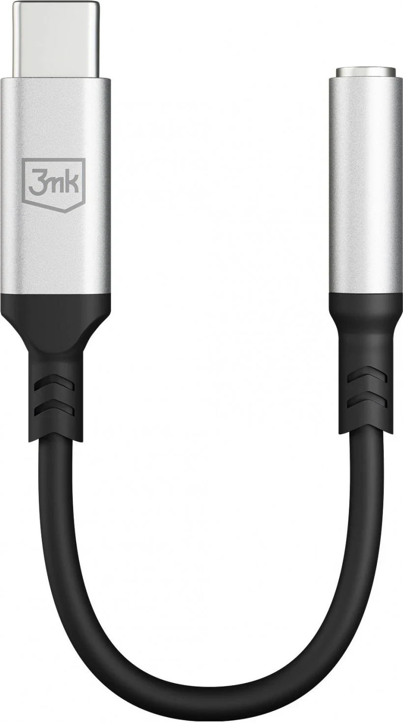 Adapter USB-C v miniJack 3MK, srebrno-črn