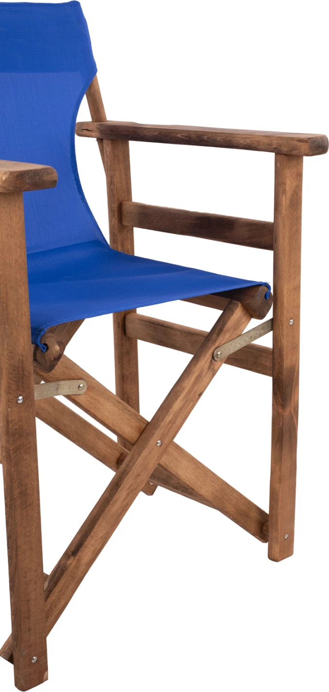 Režiserski stol Limnos oreh z modrim tekstilom FH10368.01