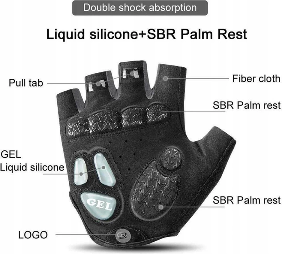 Kolesarske rokavice Rockbros S169GR, XXL, gel, siva