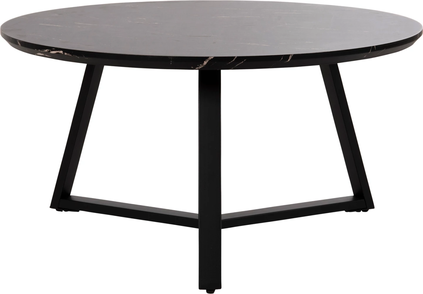 Okrogla klubska miza FH9586.01 iz MDF v črnem marmorju-črna teksturirana kovinska osnova Φ80x42Hcm