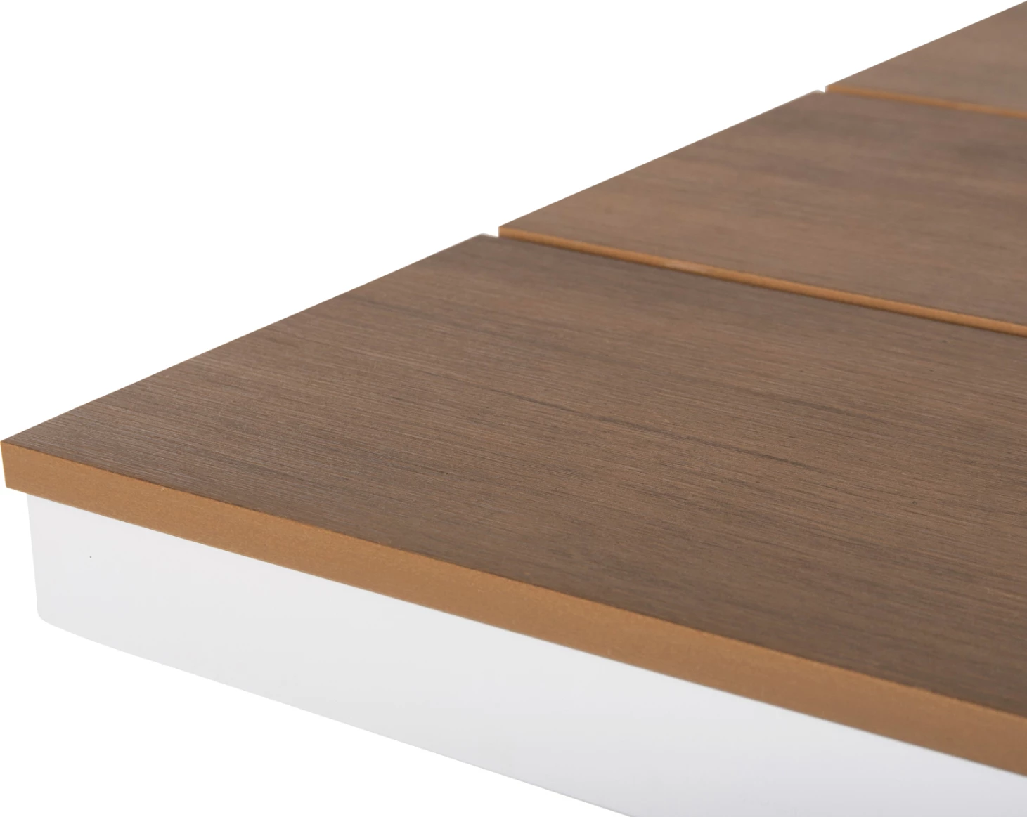 Aluminijasta pravokotna miza TAWNEE FH6037.02 bele barve-poliles v naravni les 150x89,5x73Hcm