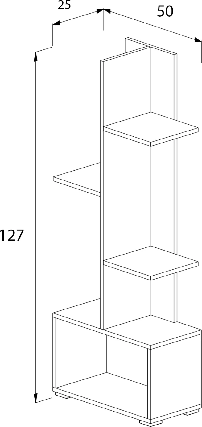 Knjižna polica TRIVIO FH18195.03 melamin v beli-atlantis zeleni 50x25x127H cm