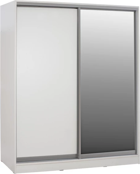 Bela melaminska garderobna omara ADLER z ogledalom FH2437.03 180x60x210 cm