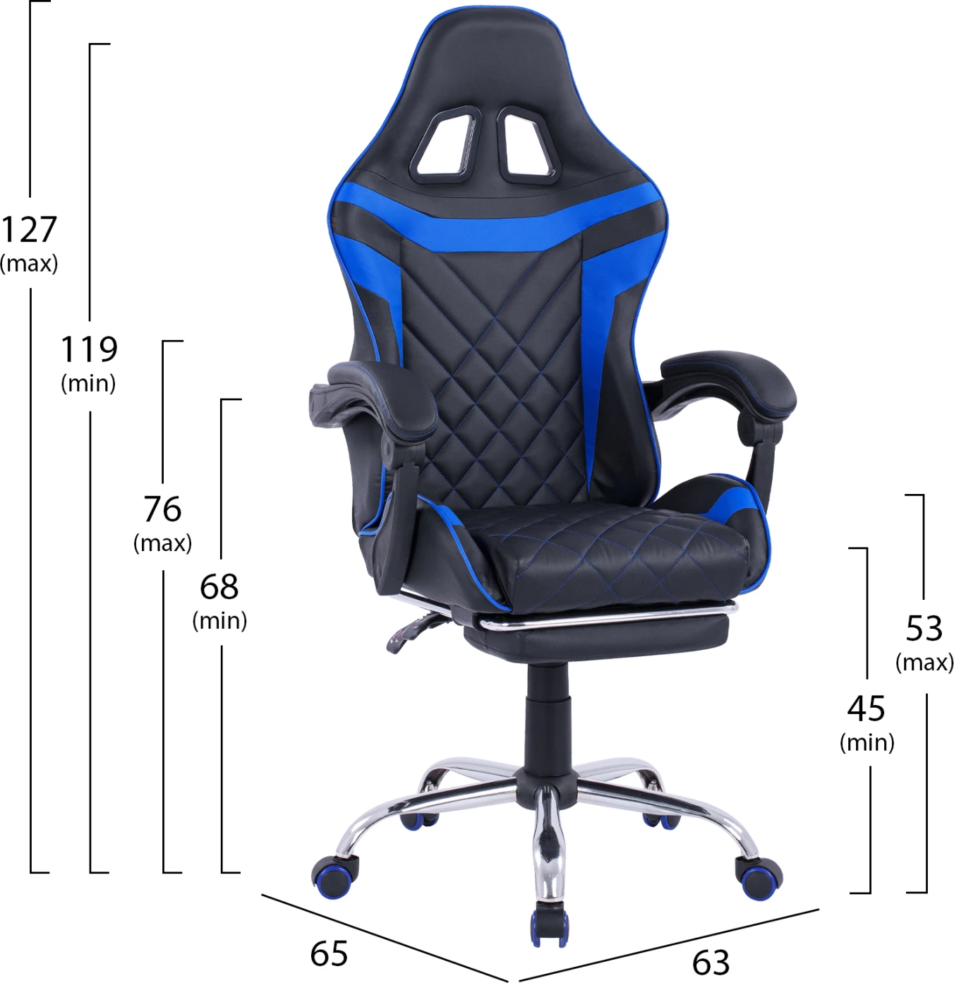 Igralni stol z nagibnim naslonjalom in pručko FH1157.08 Črno-Modra