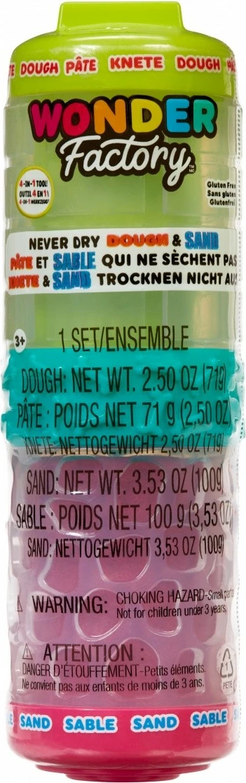 Set kinetične modelirne mase in peska MGA Wonder Factory Never Dry, limeta in rožnata