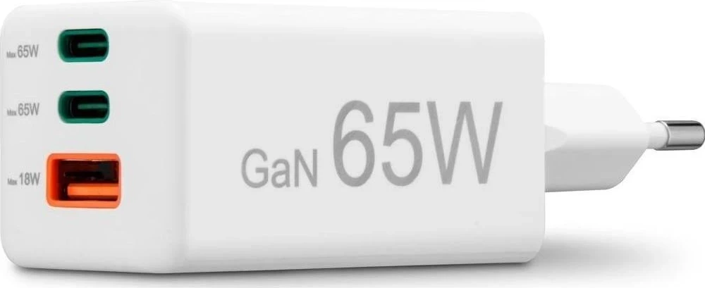 Mini GaN polnilec 65W, Hama, 2x USB-C, 1x USB-A, bel