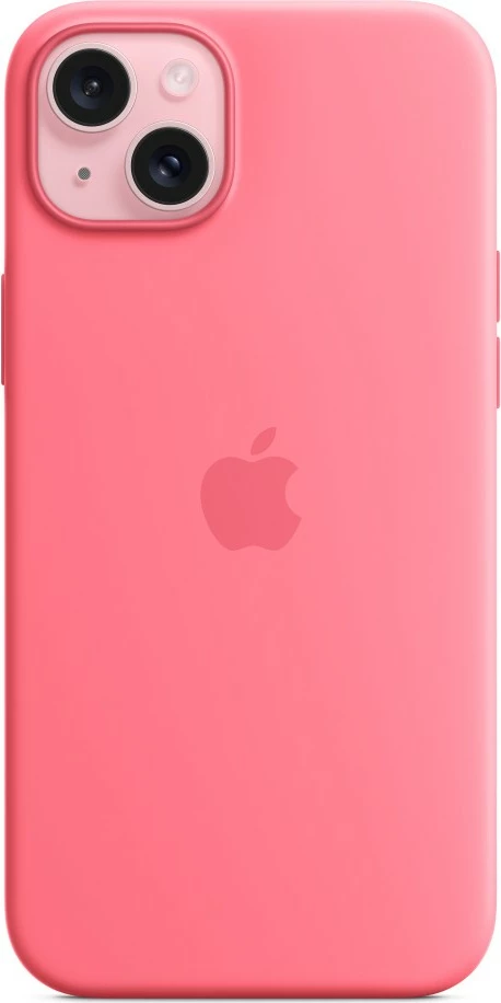 Silikonska zaščita za iPhone 15 Plus, MagSafe, rožnata
