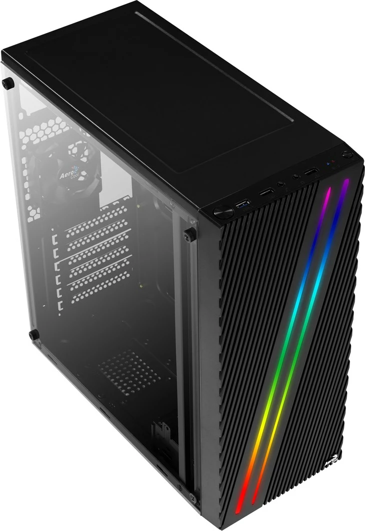 Srednje ohišje z RGB osvetlitvijo Aerocool Streak, črno