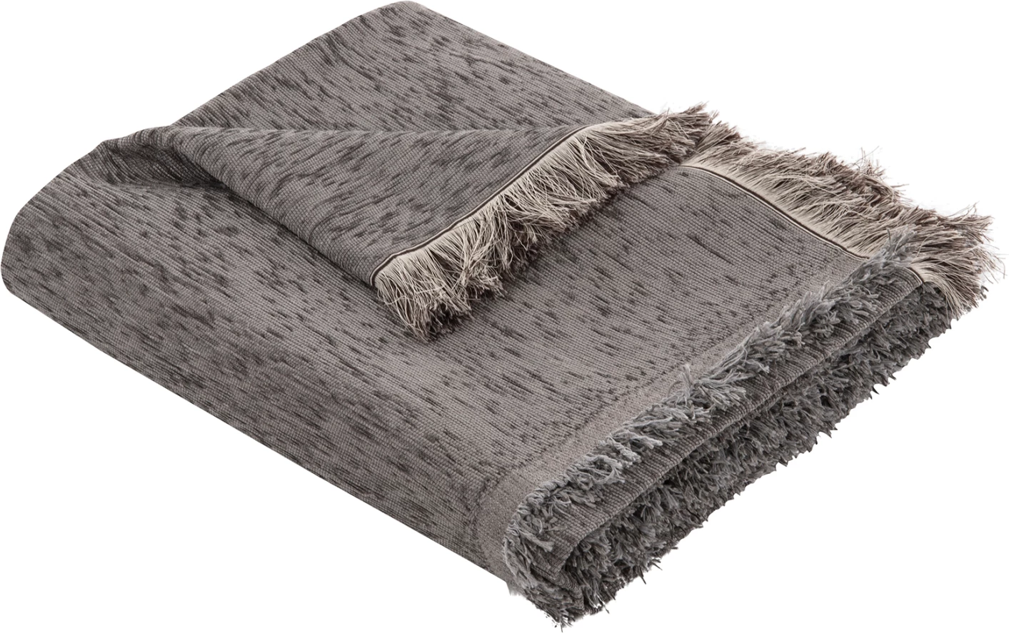 Prevleka za kavč z resicami DREAMTOPIA FH12164.08 v sivi barvi 178x178 cm