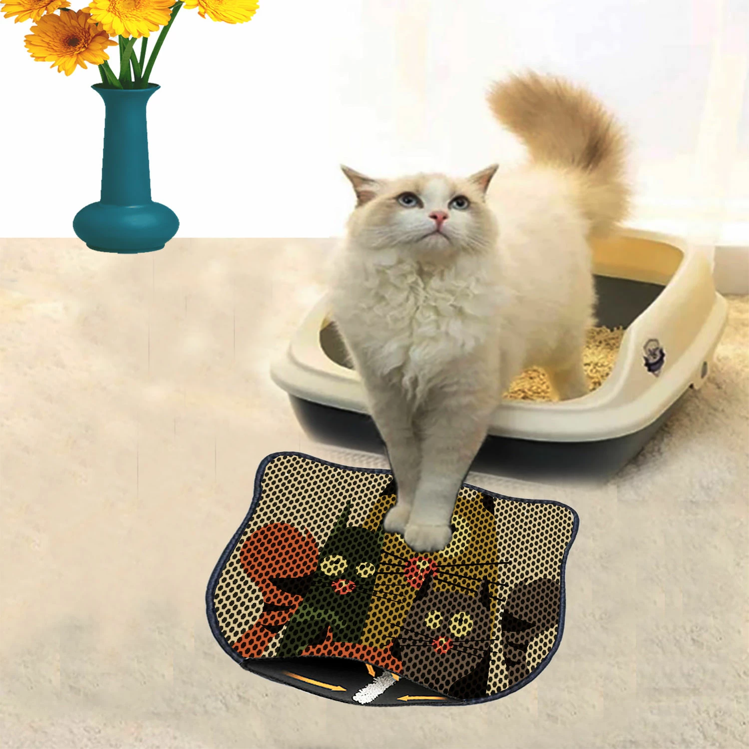 Preproga za mačji pesek, večbarvna, Paws & Whiskers Kdkafa0094, 40x50 cm