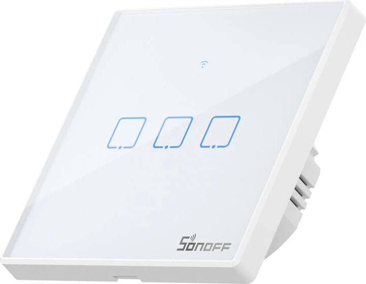 Pametno stikalo 3-kanalno Sonoff T2 EU TX, WiFi + RF 433, belo